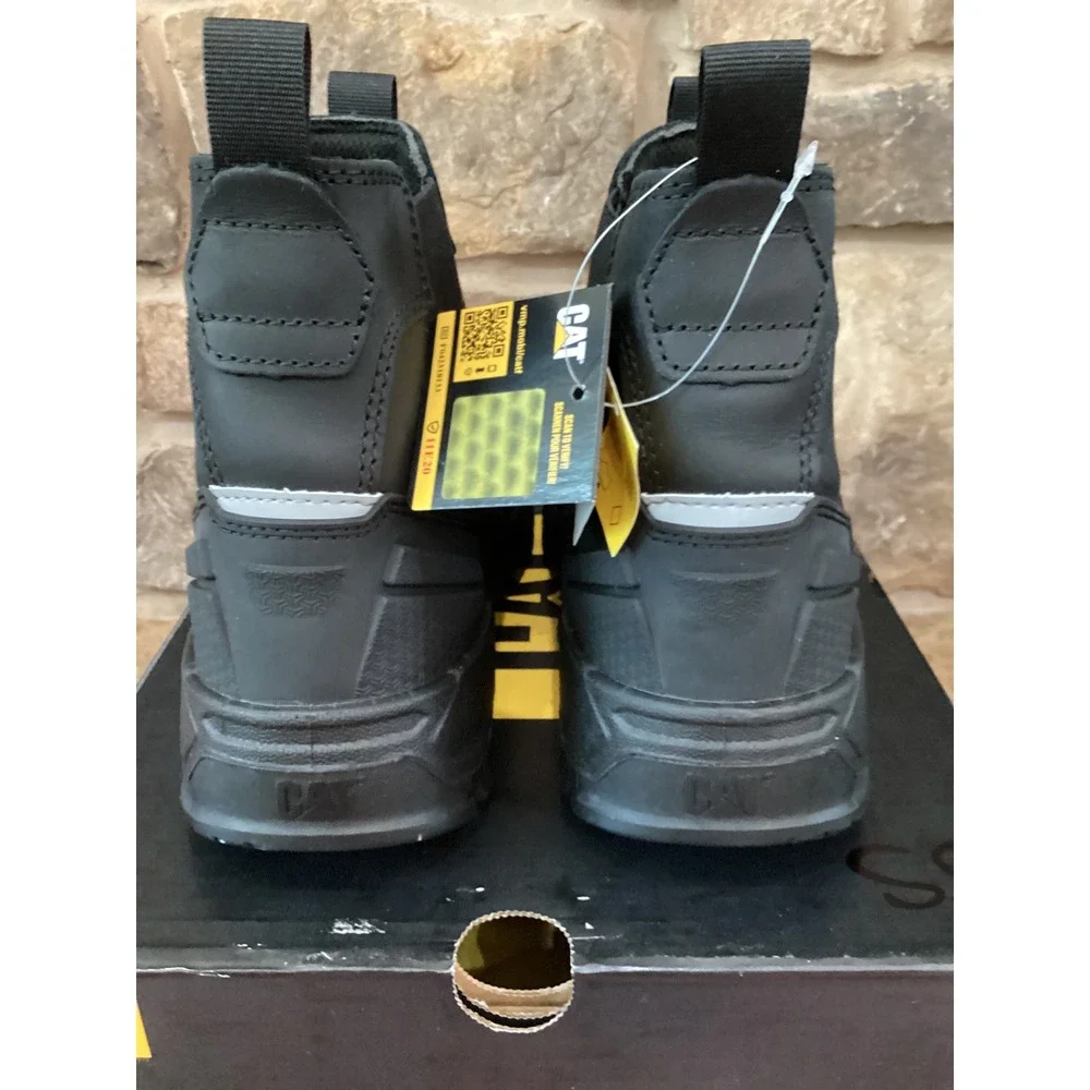 Caterpillar Striver XL Chelsea ST WP Black Leather Steel Toe Work Boots P91818